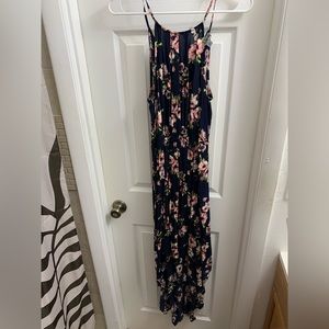 Floral Halter Neck High Low Dress
